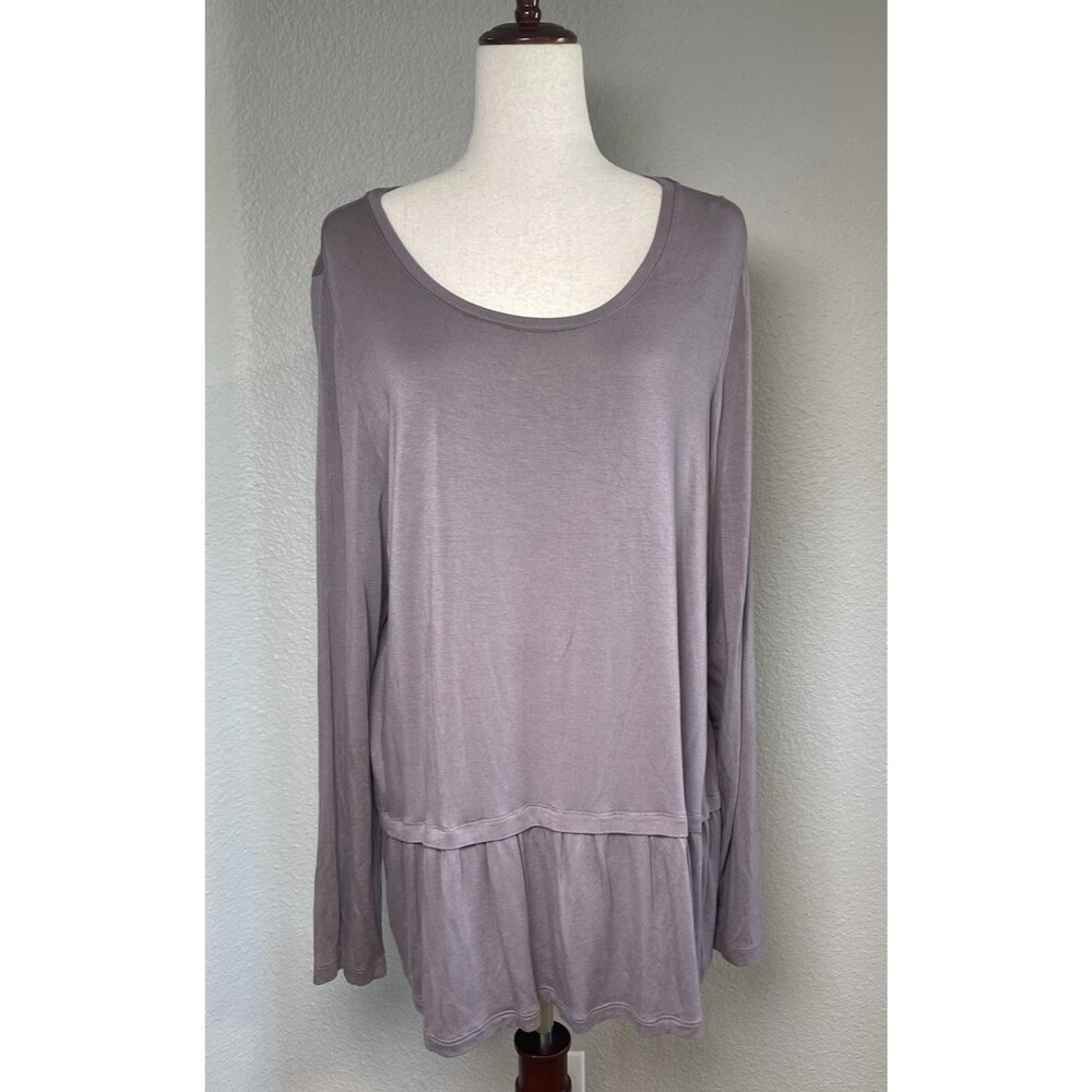 Lori Goldstein NEW! womens oversized long sleeve ruffle lightweight top XL - Picture 2 of 7
